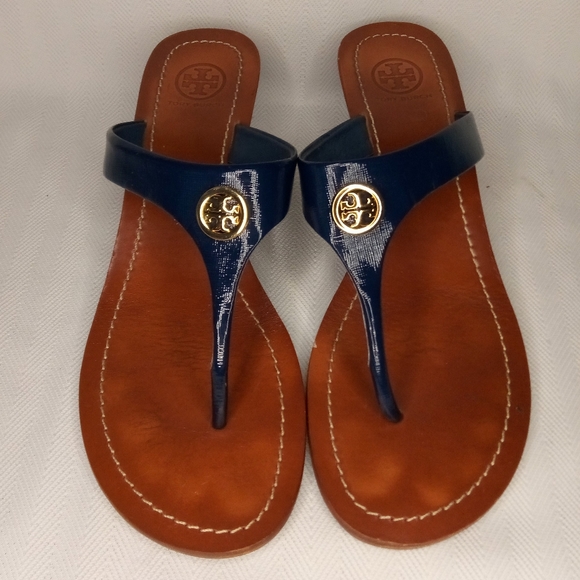 Tory Burch Shoes - Tory Burch Navy Blue Wedges